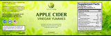 Full apple cider vinegar yummies label with full descriptions
