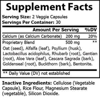 Ingredient list for Colon Cleanse by Naturall Living